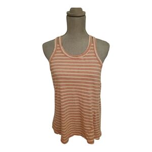 Thyme and Honey Striped Orangy Peach White Tank Top Size M Medium